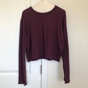 PINK Victoria's Secret Long Sleeve Loose Fit Crop Top | Purple | Size Small